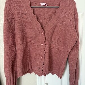 Pink Lily Scalloped Knit Cardigan